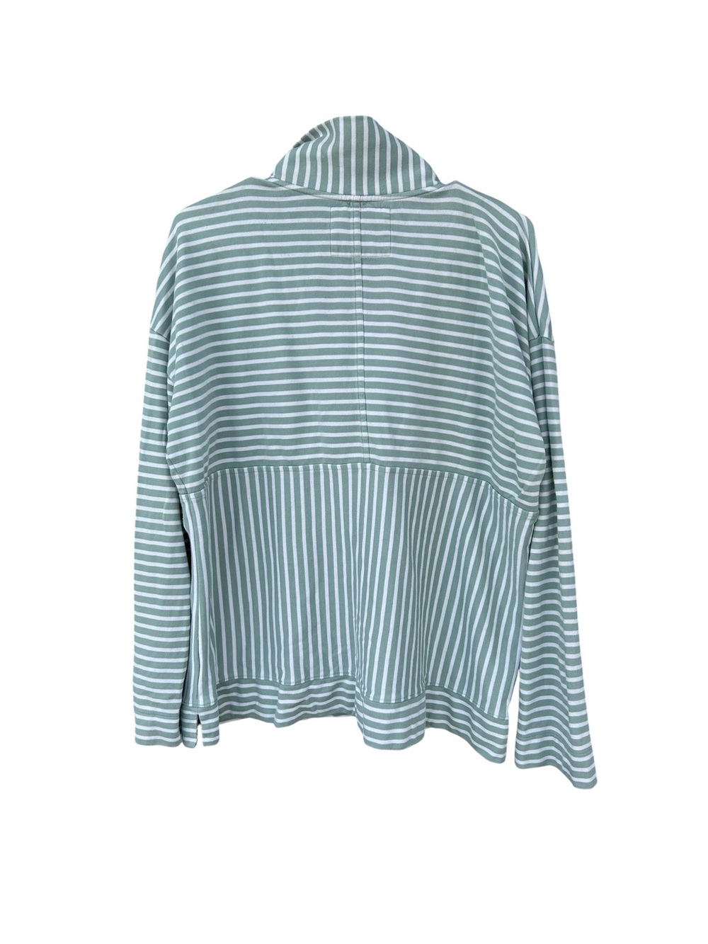 Alice Walk Striped Half-Zip Pullover in Sage and White - Size XL - Peruvian Pima - Picture 8 of 10
